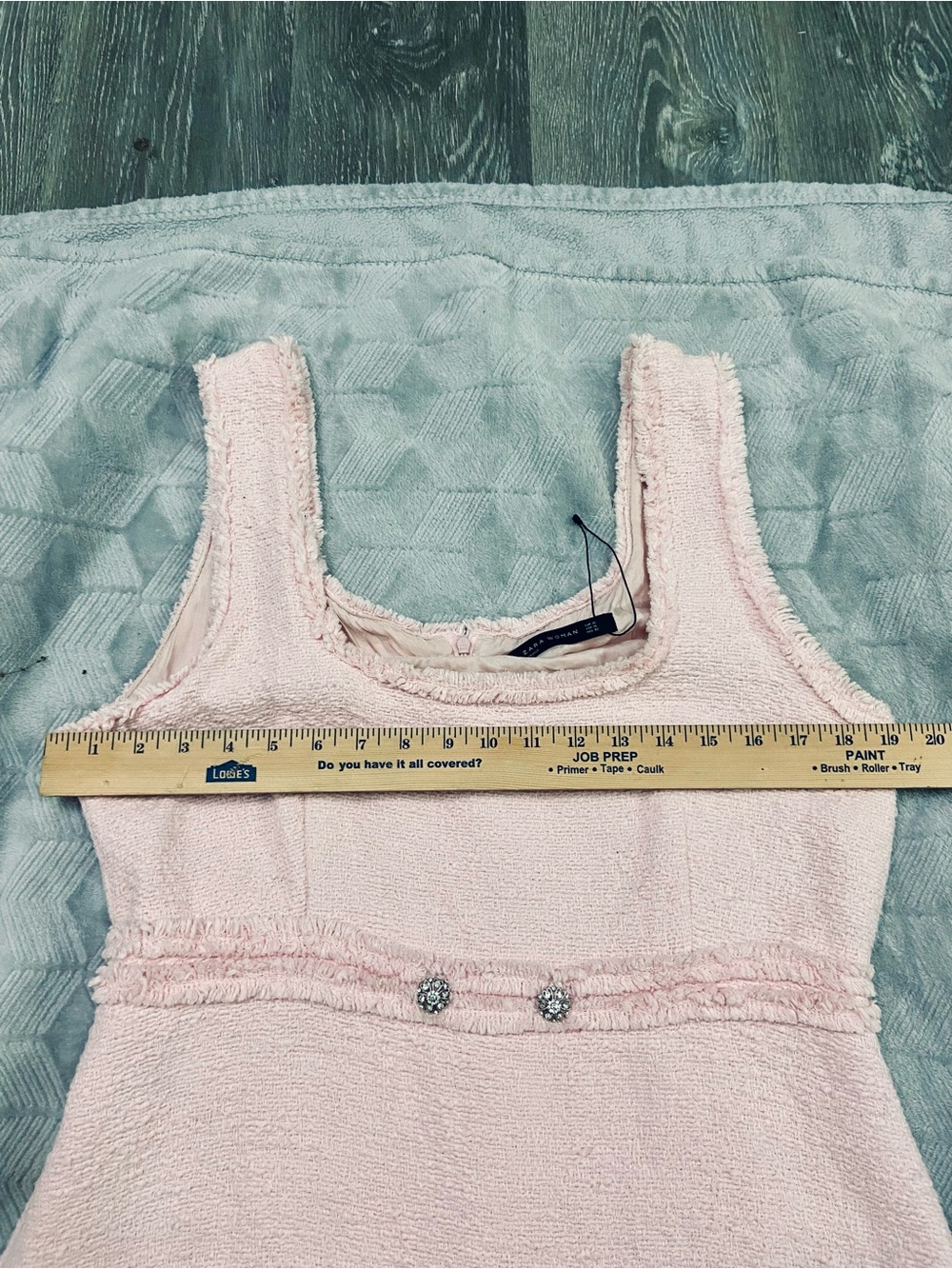 Zara Pink Square-Neck Tweed Mini Dress - Picture 8 of 8